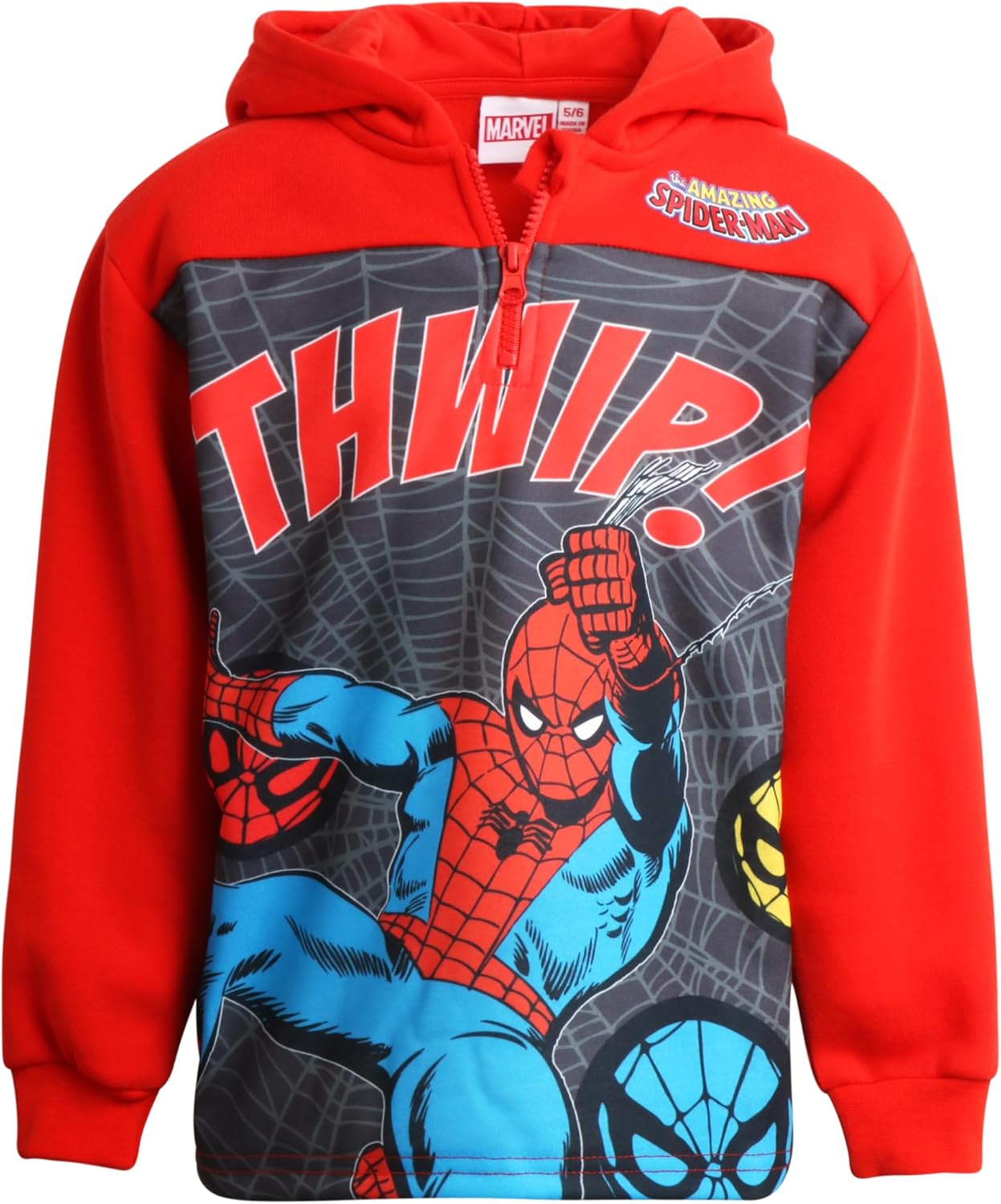 Marvel Boys Spiderman Hoodie - Captain America Spidey Iron Man Hulk Quarter Zip Sweatshirt Graphic Hoodies for Toddler & Kid